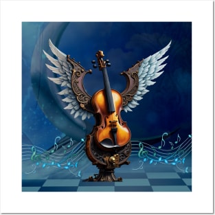 Wonderful elegant violin with wings. Posters and Art